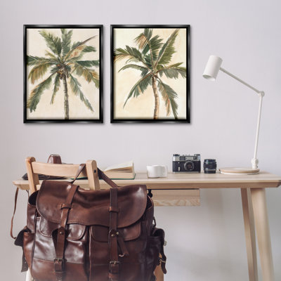 «Majestic Towering Palms», ensemble de 2 toiles flottantes encadrées noires par Ethan Harper