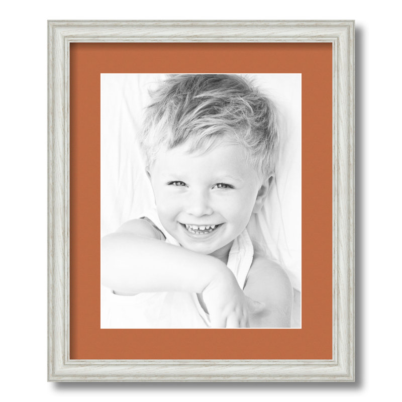 Wood Matte Picture Frame with Mat, Red Orange