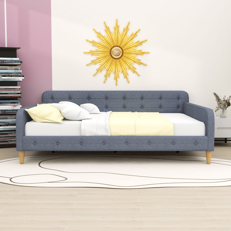 Queen Upholstered Daybed with Support Legs, Gray