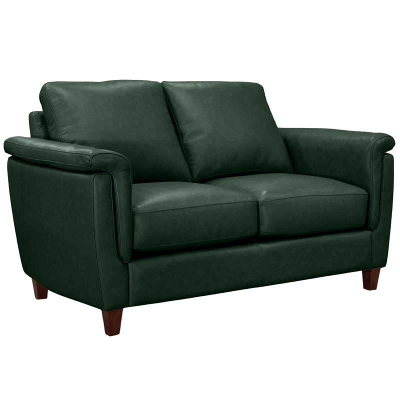 Causeuse en cuir véritable 57 po Rambrij, Vert