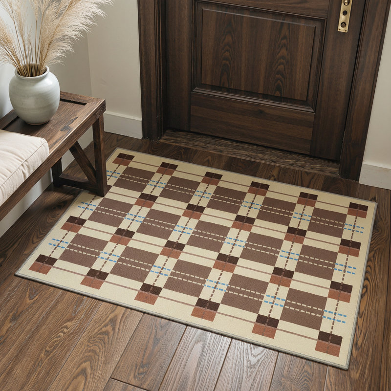 Tapis d'intérieur beige / brun à motif géométrique Prolr, Rectangle 6 pi x 9 pi