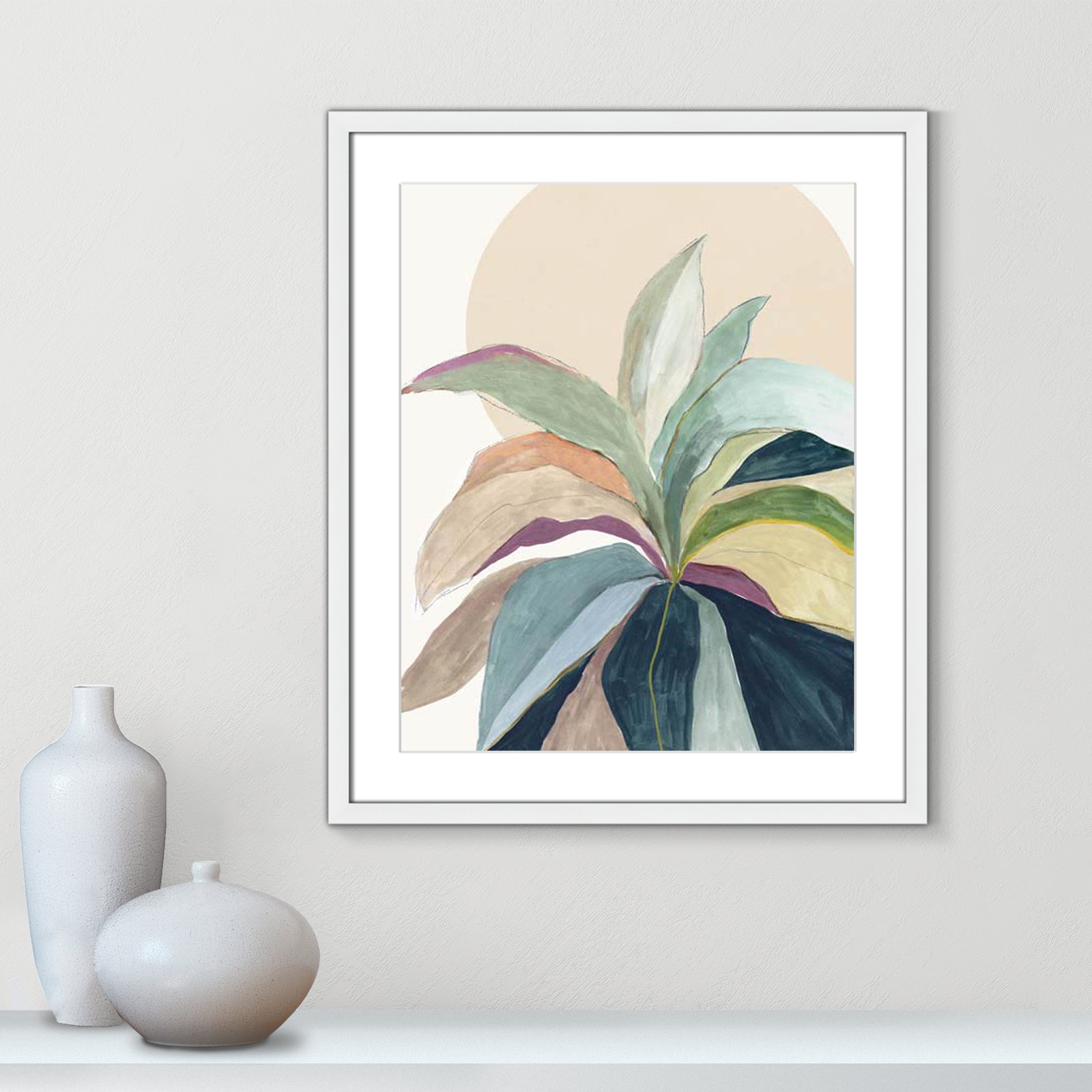 Sherbrooke Sunny Bright Leaves II by Asia Jensen Print, White Single Picture Frame, Yes, 25.5" H x 21.5" W x 1.25" D