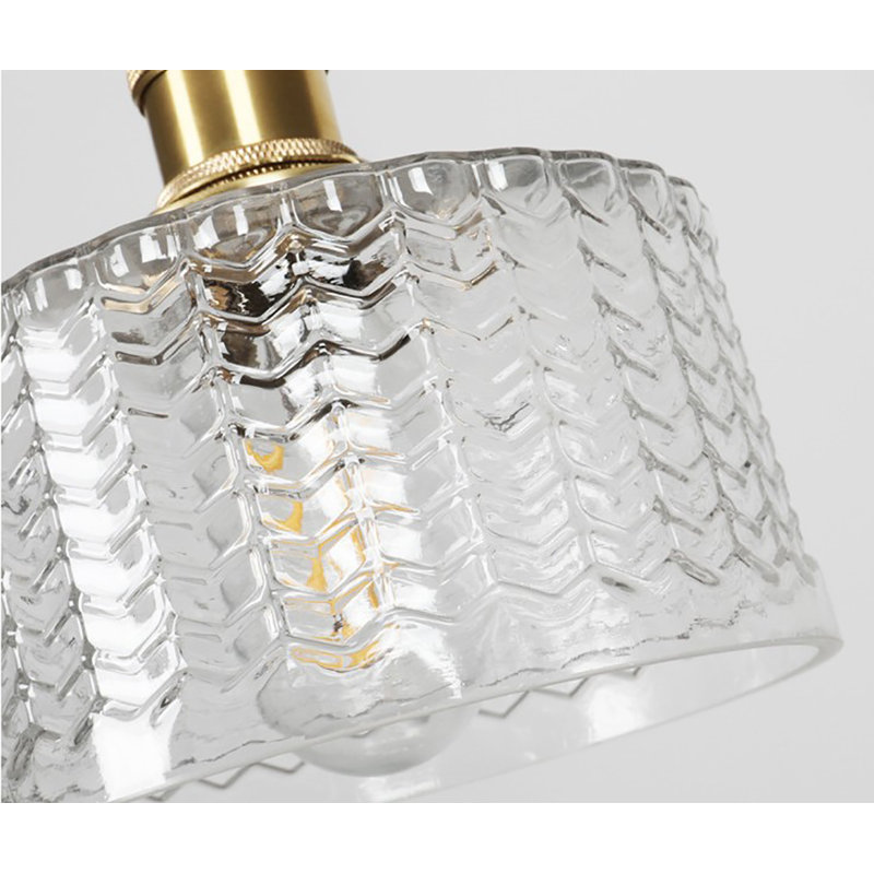Luminaire suspendu tambour en verre 1 lumière, Transparent