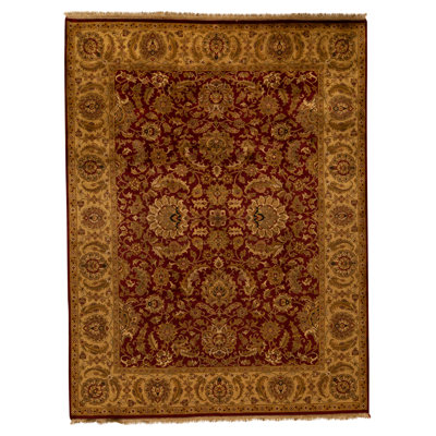 Tapis rouge et or noué à la main de haute qualité