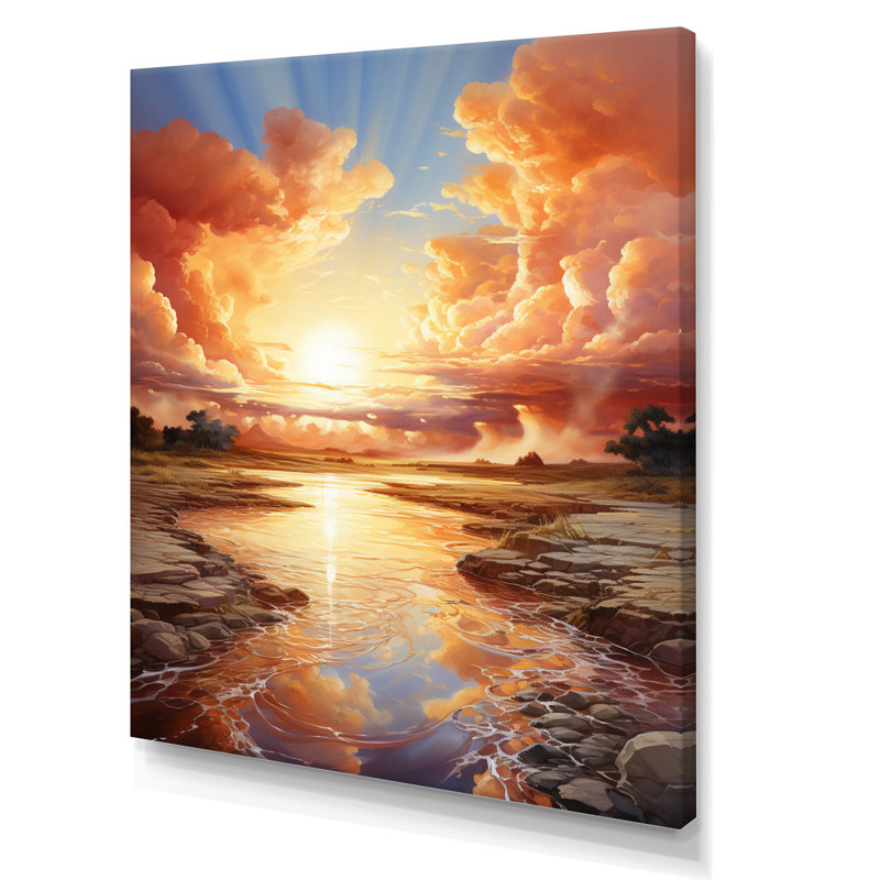 «Clouds Coastal Horizons IV», impression d'art mural paysage et nature, H 20 po x l 12 po x P 1 po, Toile tendue