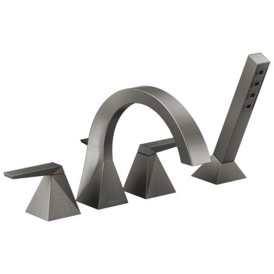 Trillian Double Handle Deck Mounted Roman Tub Faucet Trim with Hand Shower