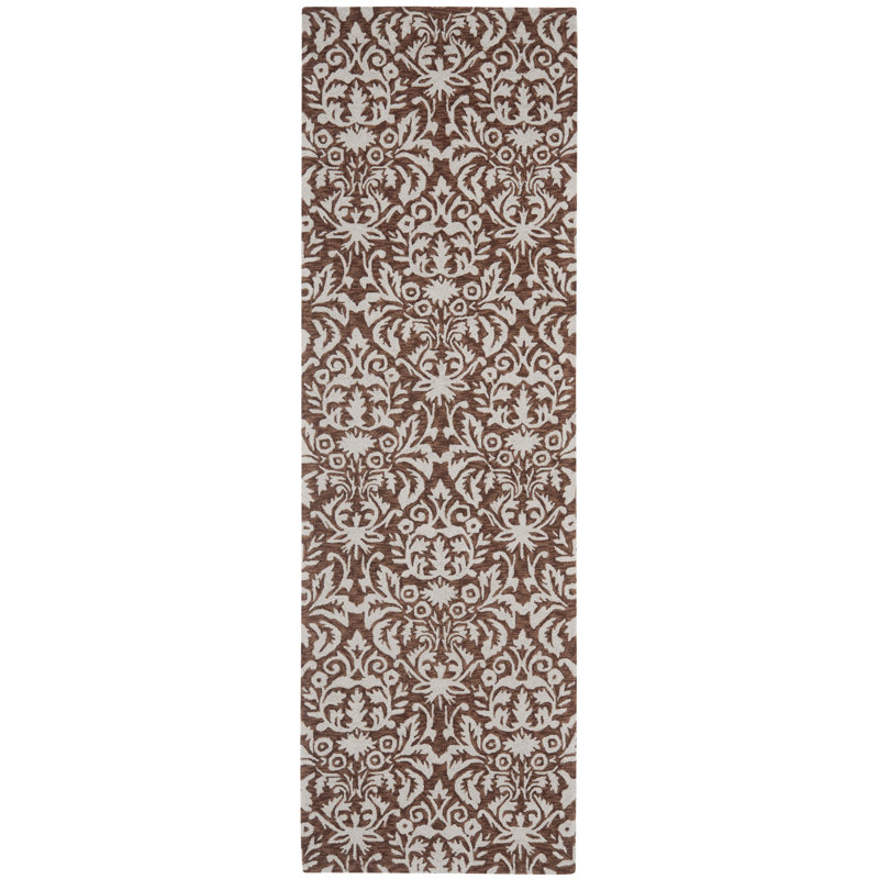 Hollander Hand-Hooked Wool Brown Area Rug, Runner 2'6" x 8'