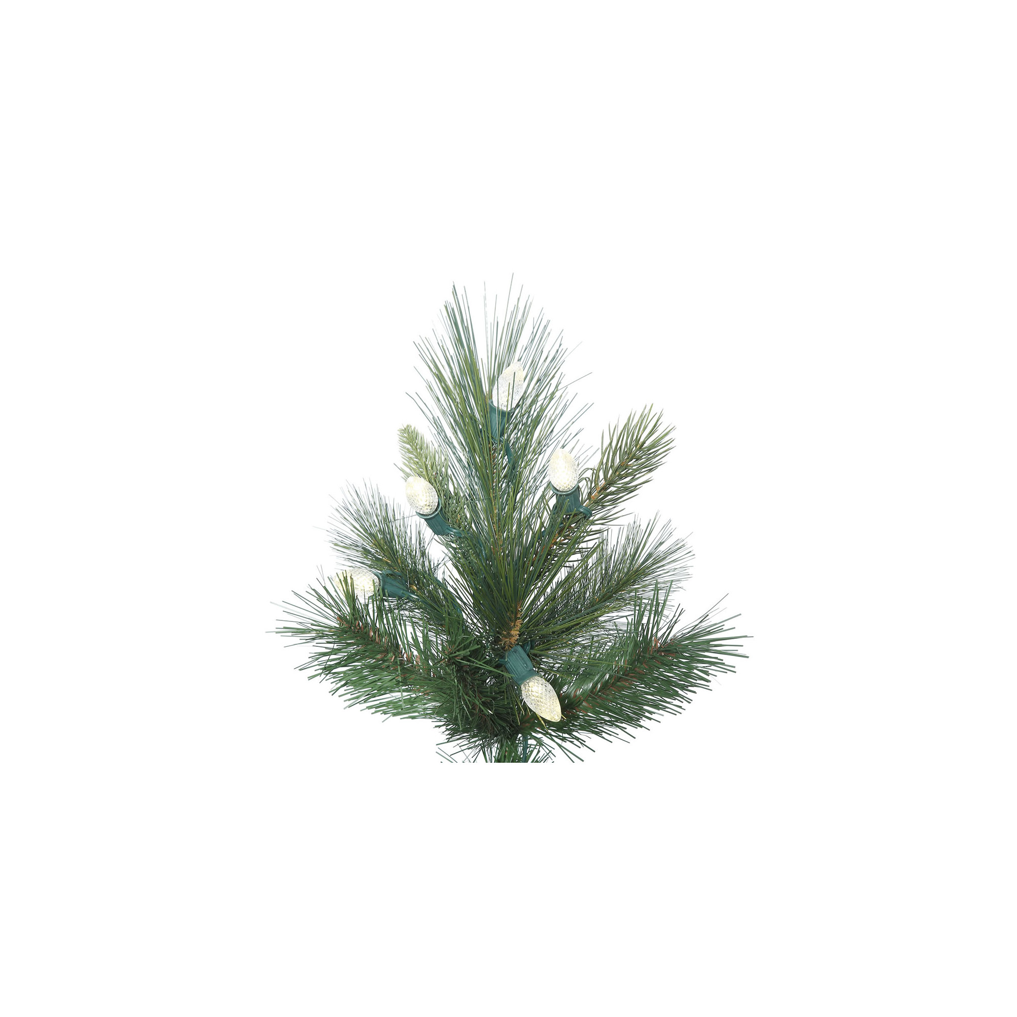 Lighted Artificial Pine Christmas Tree, Clear/White Lights, 7.5' H