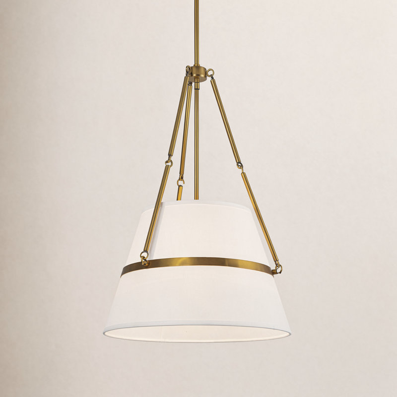Oliver 1 - Light Pendant, Aged Gold/White Linen