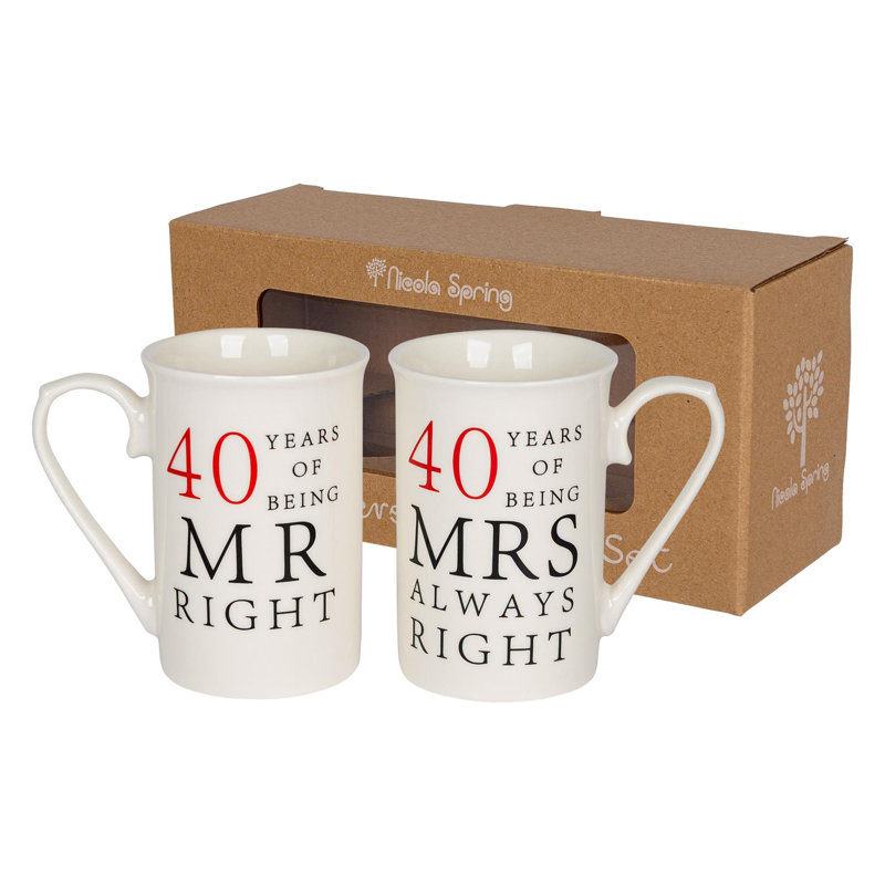 Porcelain Coffee Mug, 40th Anniversary