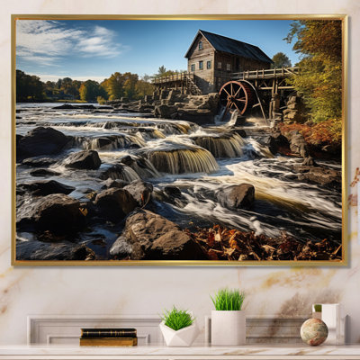 Bibian Green Brown Mills, Riverside Milla, aquarelle encadrée sur toile