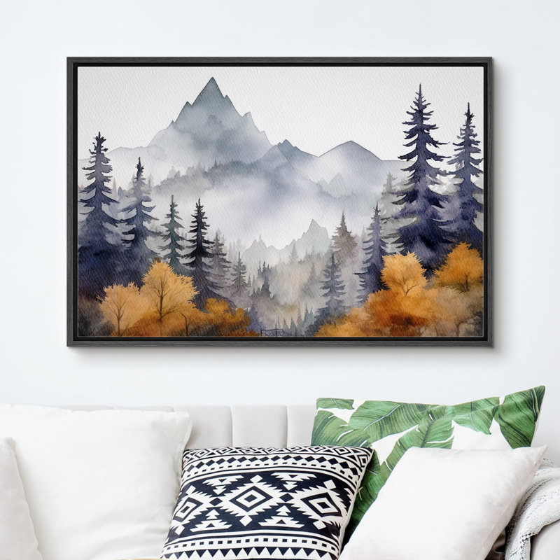 Paysage de forêt Woodland, H 24 po x l 36 po, Cadre flottant noir
