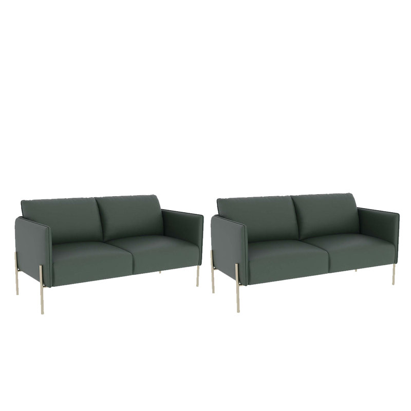 Ensemble de 2 bancs rembourrés en similicuir, Vert