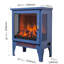 Poêle électrique autoportant de 18 pouces avec flamme 3D réaliste, bleu, double protection haute sécurité, puissance thermique de 1400 W / 700 W, 5000 po, DEL longue durée de vie, conception à trois côtés, rangement facile