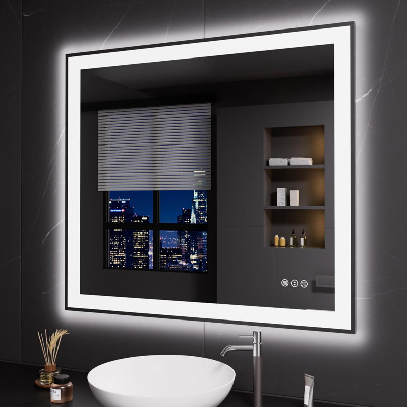 Miroir mural anti-buée, 36 po x 32 po, Blanc2