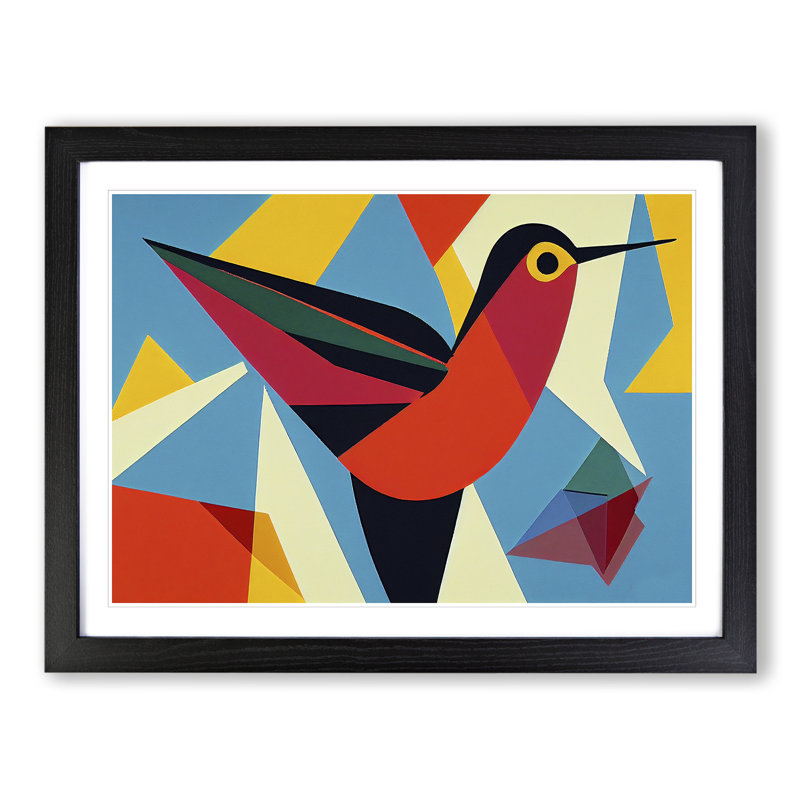 Abstract Hummingbird Vol.2 - Single Picture Frame Print, 46cm H x 64cm W x 2cm D, Black
