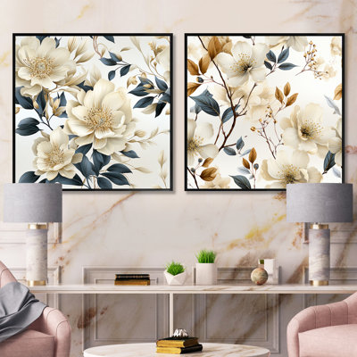 Meira - Ensemble de 2 collages carrés floraux
