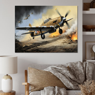 Vieux avion militaire pendant la Seconde Guerre mondiale, impression sur toile