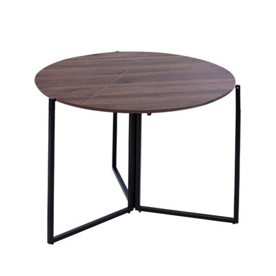 Grane Iron and Wood Round Folding Dining Table