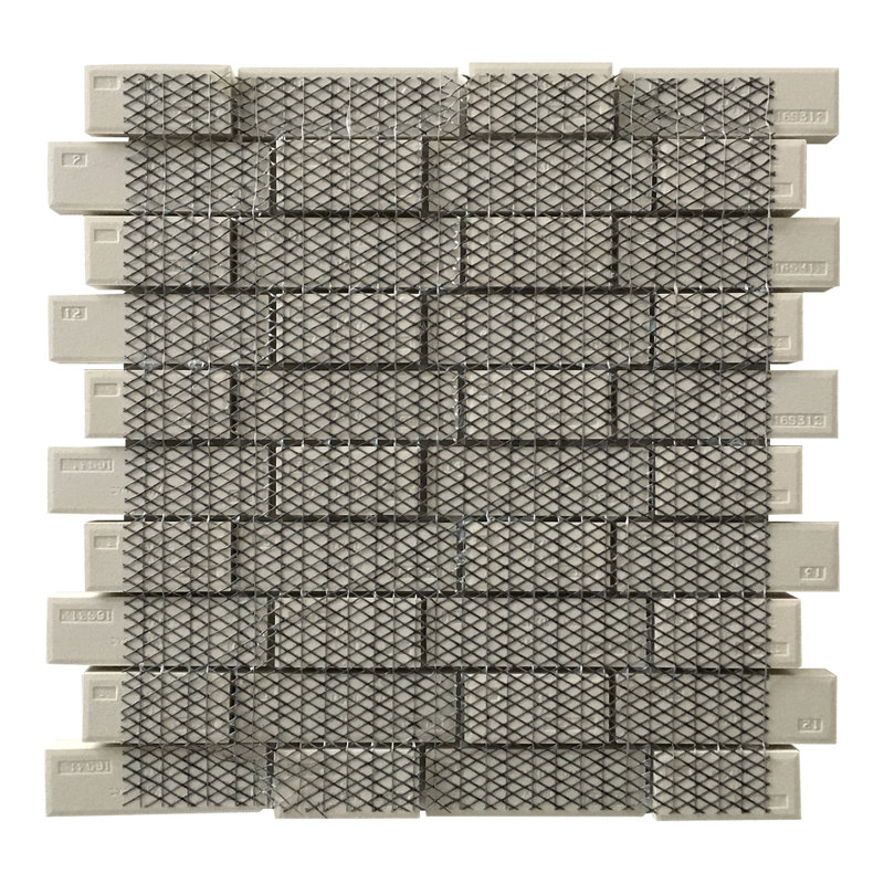 Crochet 1.06 in. x 3.43 in. Basketweave Ceramic Tile, White