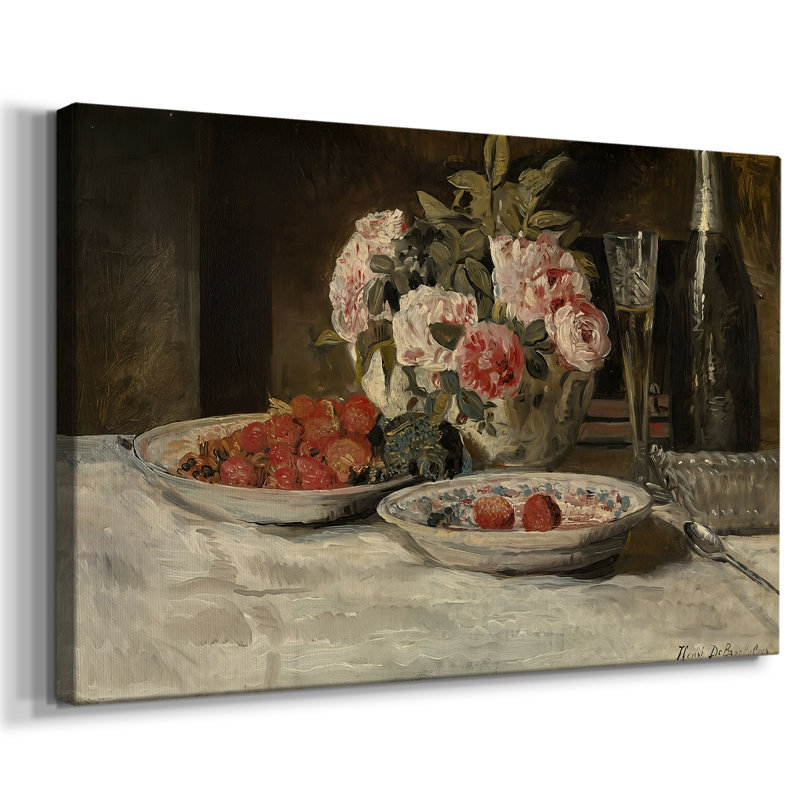 Still Life with Strawberries and Champagne-Henri de Braekeleer-Gallery Wrapped Canvas-c. late 19th Century, 24x36
