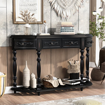 Rangement spacieux avec 4 tiroirs et 1 tablette, tiroirs de table en bois massif, décoration de salon,