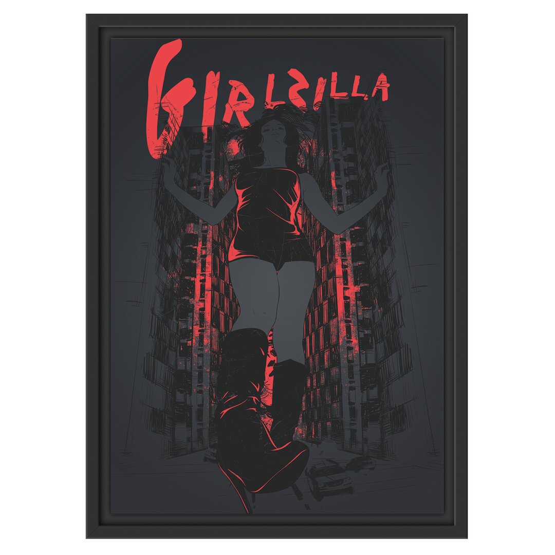 Gerahmtes Wandbild Girlzilla black