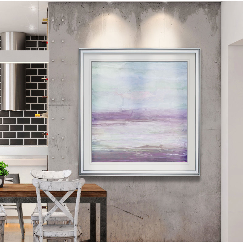 « mauve gris ii », peinture, H 24 po x l 24 po x p 2 po, Cadre argenté