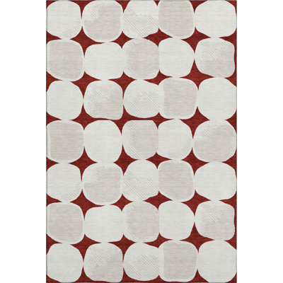 Premium Machine Washable Prisco Burgundy Rug