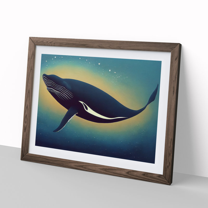 XH1022-10123X Whale Art Vol.1 - Single Picture Frame Print, 46cm H x 64cm W x 2cm D, Walnut Framed