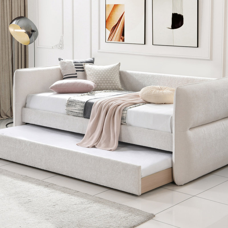 Luxueux lit de jour moderne gigogne escamotable capitonné 1 pièce
