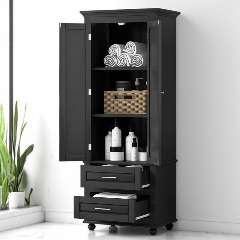 Armoire de rangement à 2 tiroirs Belamy, Noir