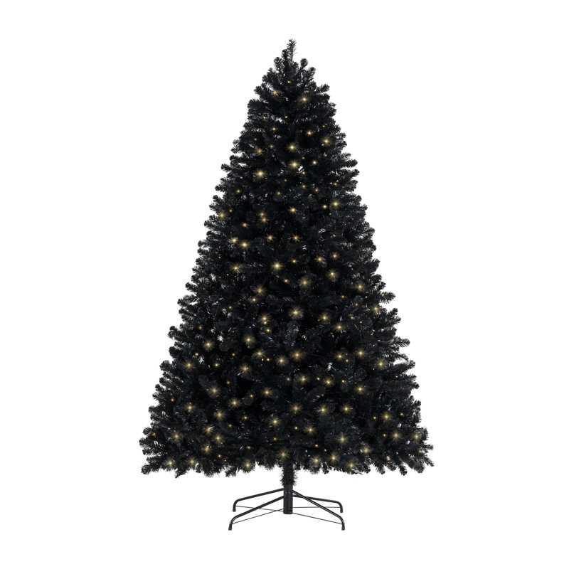 Arbre de Noël artificiel noir pré-éclairé, 7,5 pi