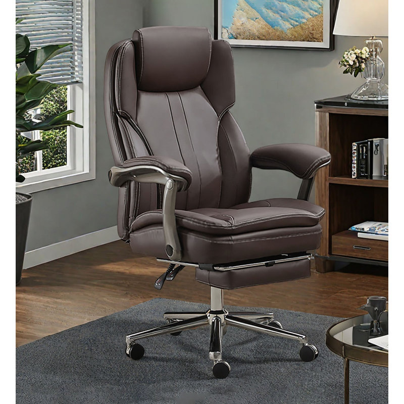 Chaise de bureau moderne en cuir avec repose-pieds et inclinable