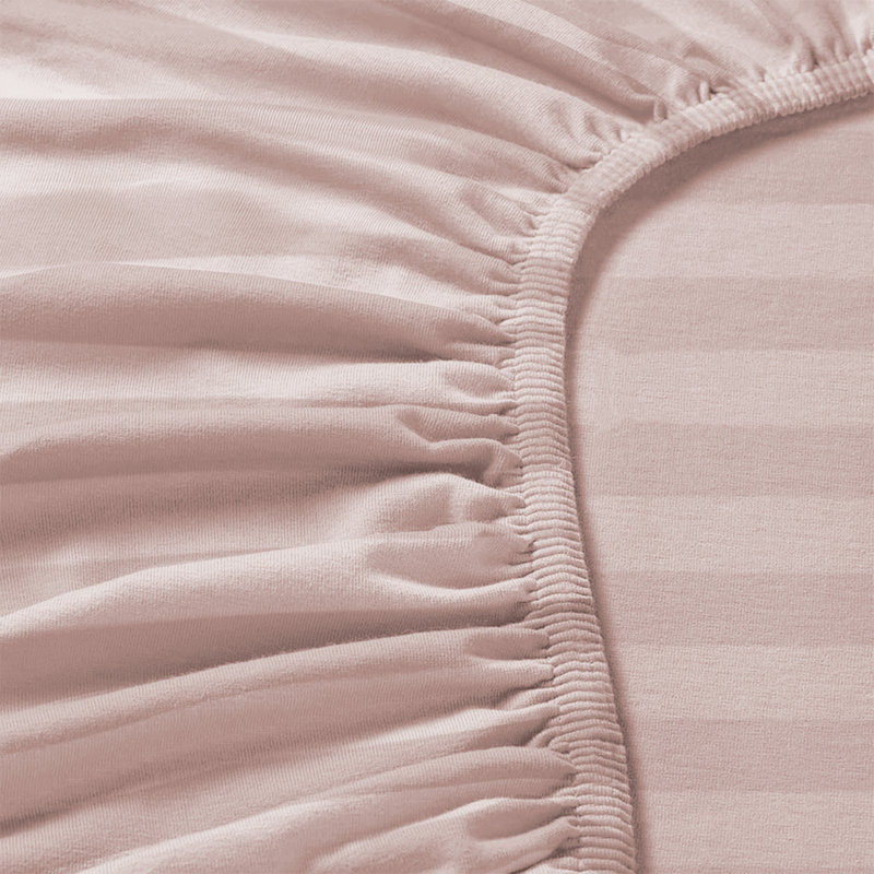 Aspire Homeware Luxury 40cm Deep Striped Fitted Sheet for Hotel Style Bedroom Comfort, Pink, Double (4'6)