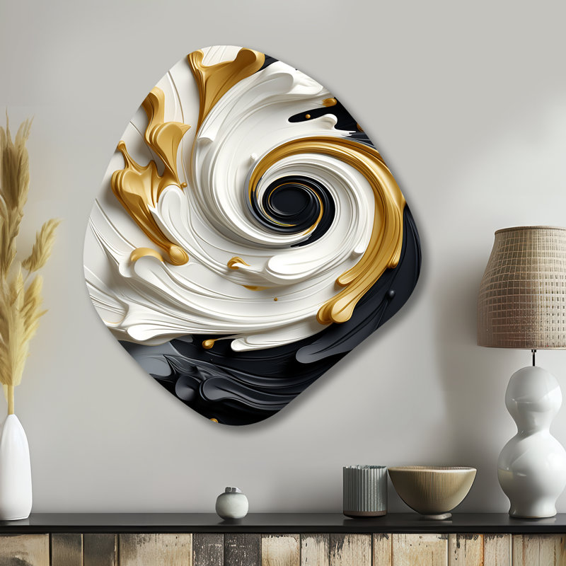 Heanor - Art mural asymétrique en forme de nébuleuse à spirales abstraites, H 35 po x l 31 po