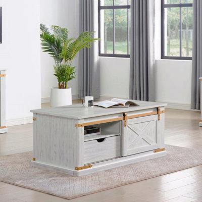 Table basse 1 pièce avec tablettes ouvertes