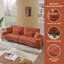 Canapé de 103 pouces à assise profonde avec coussins - canapé en velours rouge brique pour salon, chambre à coucher, appartement, bureau et dortoir-129023843