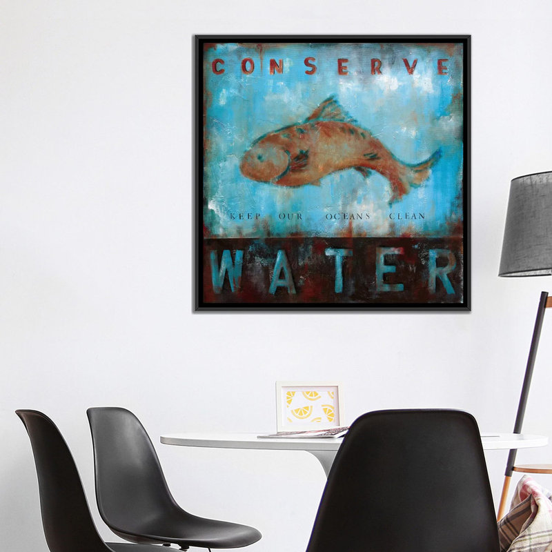 « conserving water » par wani pasion, impression sur toile, H 18 po x l 18 po x P 1,5 po, Toile avec cadre noir, Pas de tapis