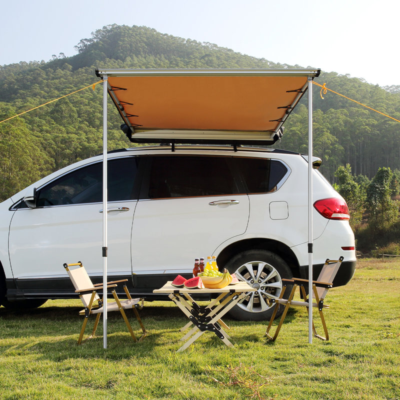 VEVOR 4.6x6.6ft Beige Polyester Retractable Vehicle Awning