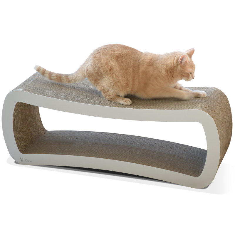 White Two-Level Cardboard Cat Scratcher Lounge