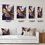 Horloge murale abstraite mauve et or liquide Magic II-111741569