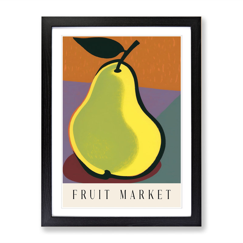 Pear Fruit Market Exhibition Vol.1 - Single Picture Frame Print on Wood, 64cm H x 46cm W x 2cm D