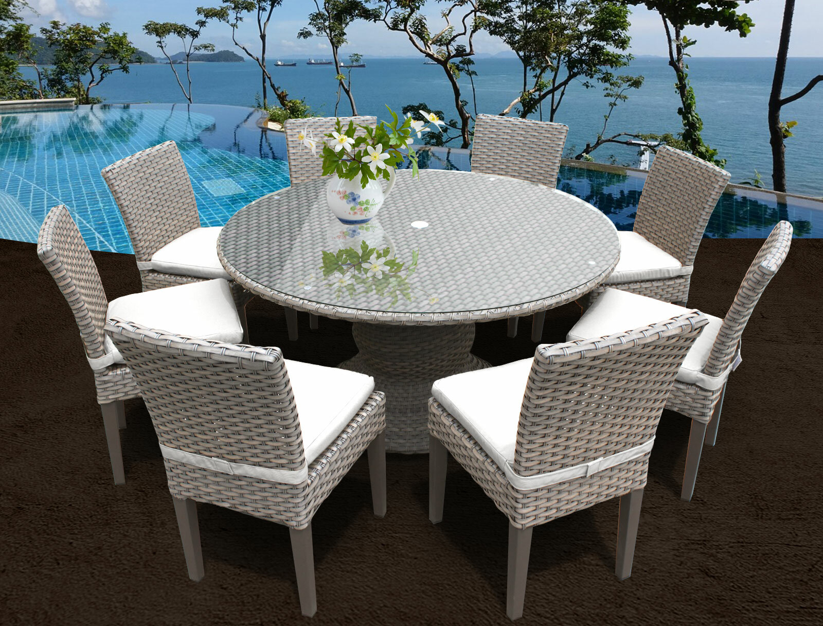 Rochford 8 Person Round Outdoor Dining Set