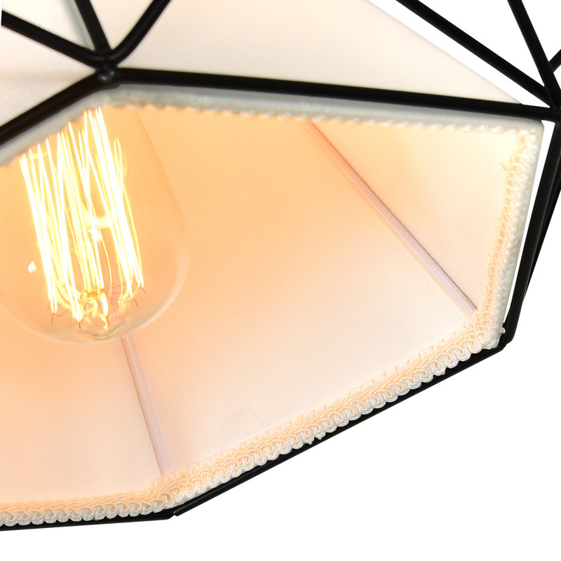 Luminaire suspendu 1 lumière vers le bas avec finition noire - pour la salle à manger, la cuisine, le vestibule - compatible avec la DEL E26 - hauteur réglable, conception à cage géométrique