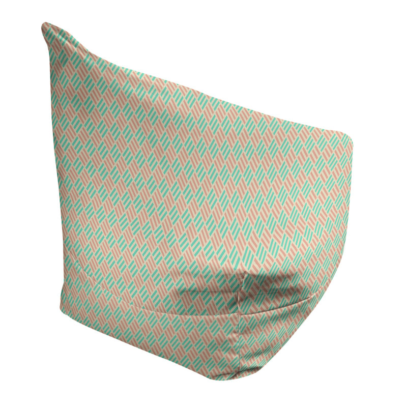 Sac de pois Kitterman, H 38 po x L 42 po x P 29 po, Housse de pouf, Turquoise/saumon foncé