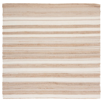 Grice Hand Woven Jute/Wool Striped Rug in Natural/Ivory