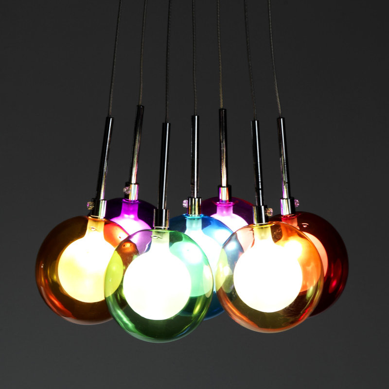 Raven 7 - Light White Cluster Pendant, Red/Green/Blue