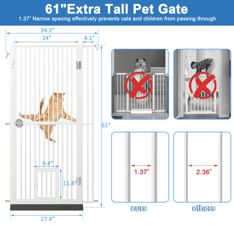 Barrière pour animaux très haute Eresmia, H 61 po x l 34,3 po x P 2,2 po, Blanc