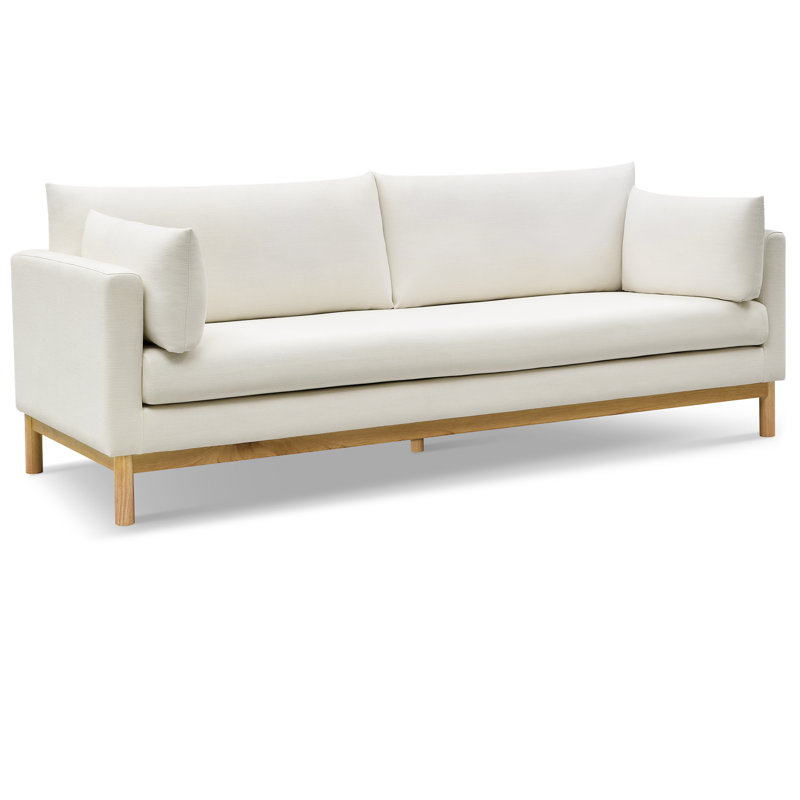 Langham Aldiana 89.5" Linen Textured Fabric Sofa, Cream Linen Textured Fabric